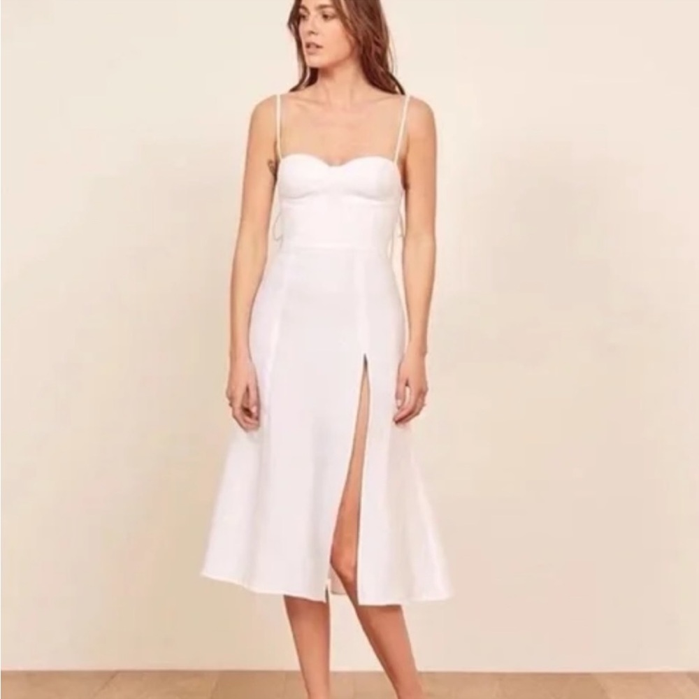 Reformation Juliette Dress in white linen